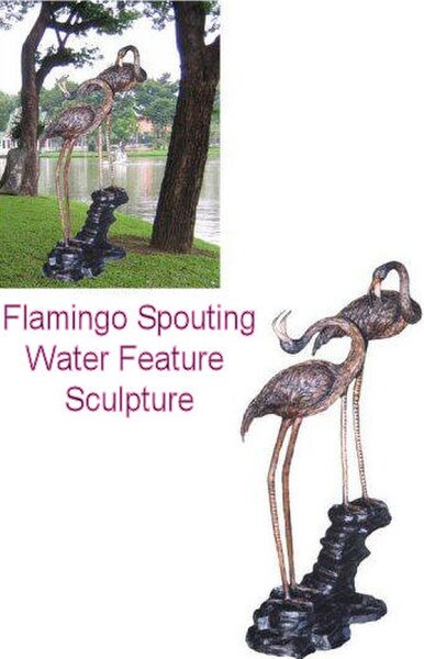 Life size bronze animal Flamingo Spouting Water Fountain Garden Decor